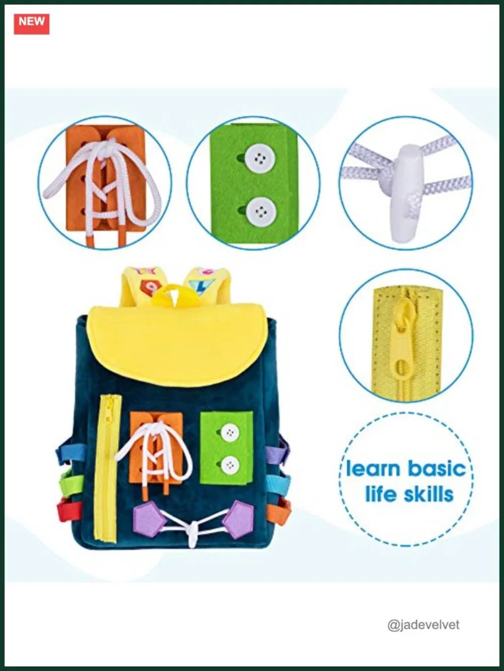 Toddler Busy Board Backpack with Buckles and Learning Activity Toys